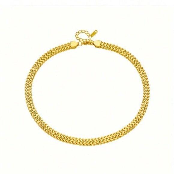 Gold Plated Herringbone Chain Necklace With Adjustable Clasp - Picture 4 of 5